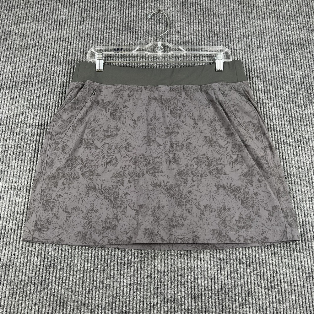Eddie Bauer Skort Womens 12 Gray Leaf Print Activewear Hiking‎ Pockets Lined